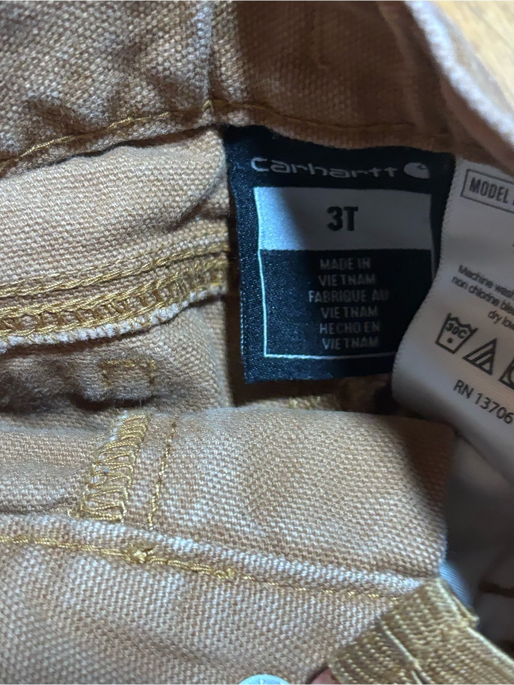 Carhartt 3T Brown Canvas Carpenter Workwear Pants - Picture 5 of 9